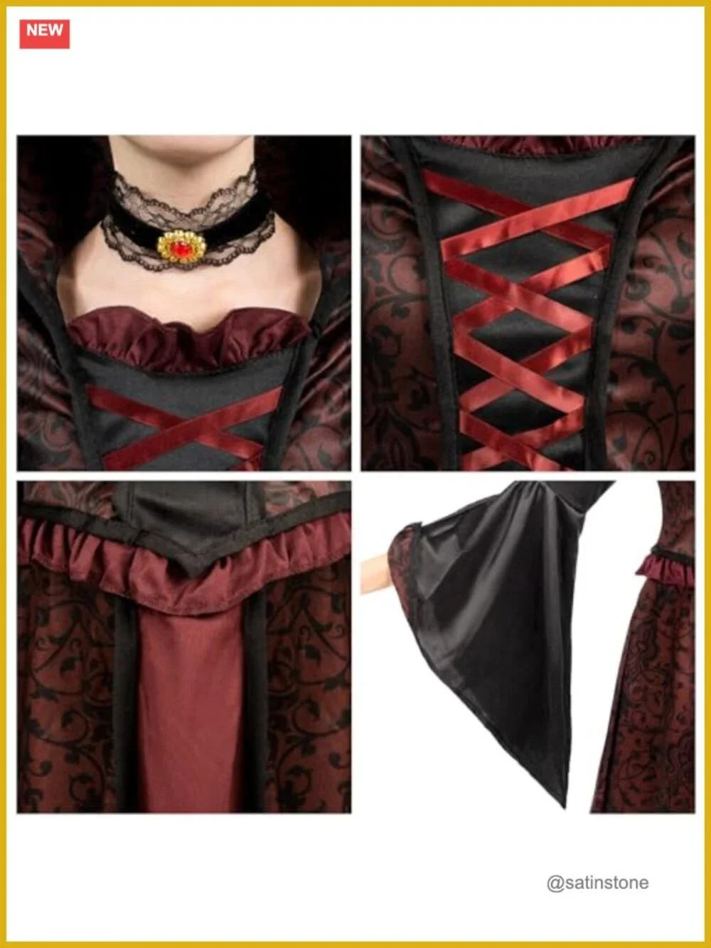 Girls Halloween Vampire Costume Dress Set Gothic Victorian Cosplay Party